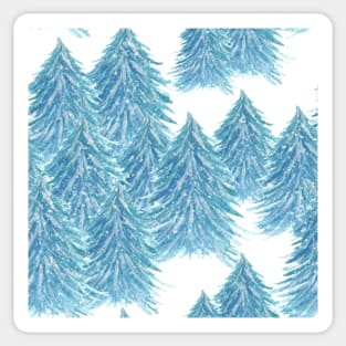 Blue Watercolor Trees Sticker